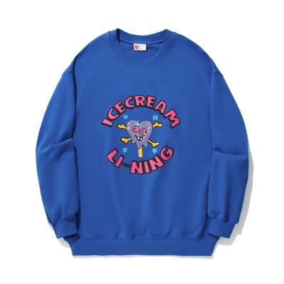 Li Ning X Icecream Collaboration Heartbreaker Series Letter Logo Crew Neck Pullover Casual Sports Long Sleeve Sweatshirt Unisex Sweatshirt AWDU845-4