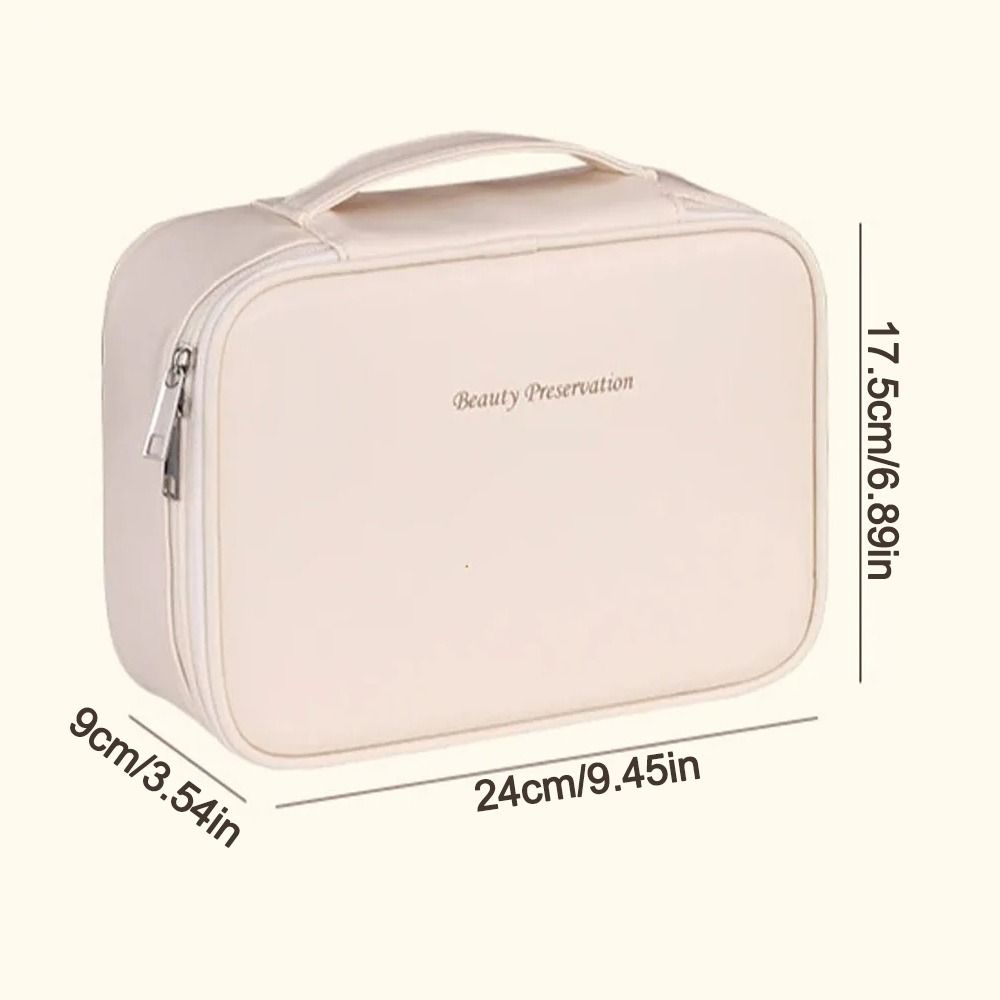 New Double Layer Cosmetic Bag Zippered Waterproof Makeup Bag Large Capacity Cosmetics Organizer