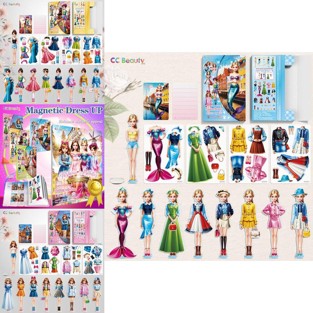 Kinder Mode Dame Magnet Anzieh Aufkleberbuch Lernspielzeug Geschenk für Mädchen