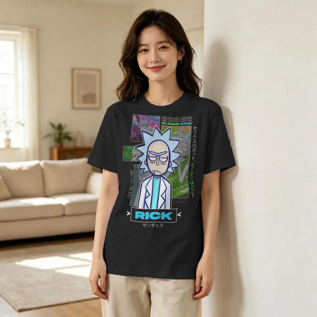 R-Rick and M-Morty GENIUS T Shirt Women Cotton Awesome T-Shirt O Neck Tees Short Sleeve Clothes Adult