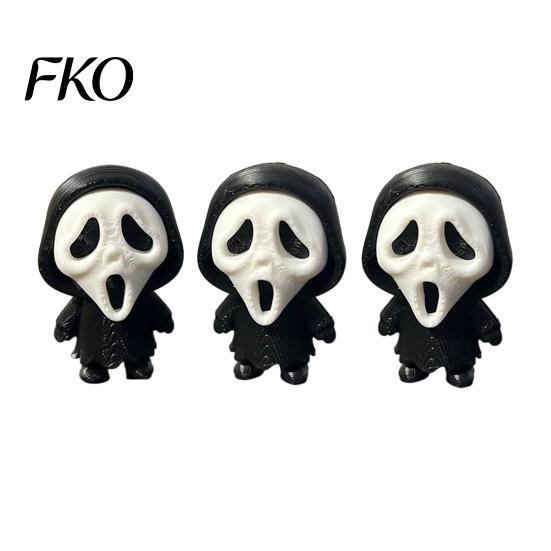 Compact Ghost Face Decor 3D Printed Scream Ornament, Mini Desktop Statue for Halloween Cartoon Desk Figurine Decoration, Funny Skeleton Home