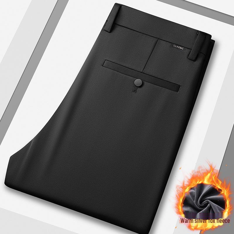 Herren Business Casual Hose mit schwarzem Samtfutter: Herbst-Winter Formeller Anzug Trend.