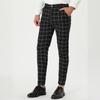 Men's Dress Plaid Slim Fit Flat Front Business Pants With Pockets