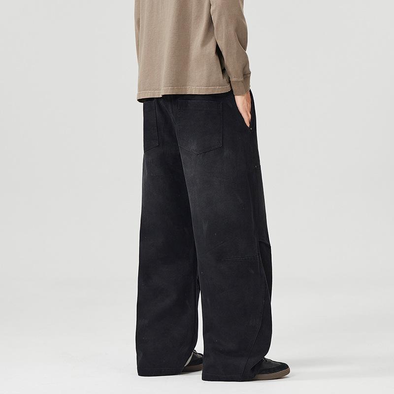 Cotton tooling scimitar pants men's autumn new loose straight wide-leg trend versatile trendy casual pants
