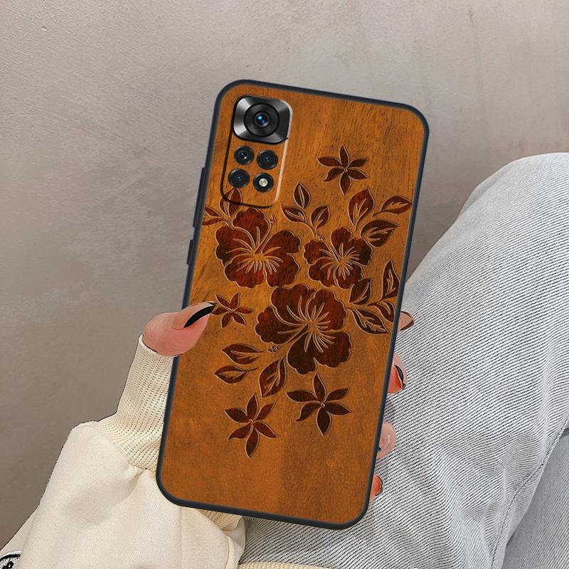 Beach Hawaiian Faux Koa Wood For Xiaomi Redmi Note 14 10 11 12 13 15 Pro Plus Case Cover For Redmi 15 15C 14C 10C 12C 13C