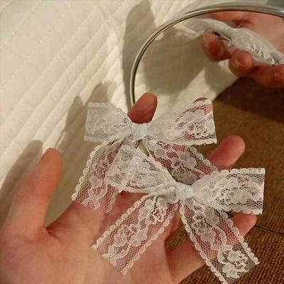 Mno Koronkowa Wstążka Romantyczna Księżniczka Spinka do Włosów Krokodylek (1P)