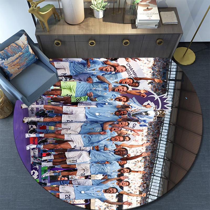 Man City Player Pattern Round rug,Carpet Rug for Living Room Bedroom Playroom ,Non-slip Floor Mat,Holiday Gifts and Birthday Gifts.