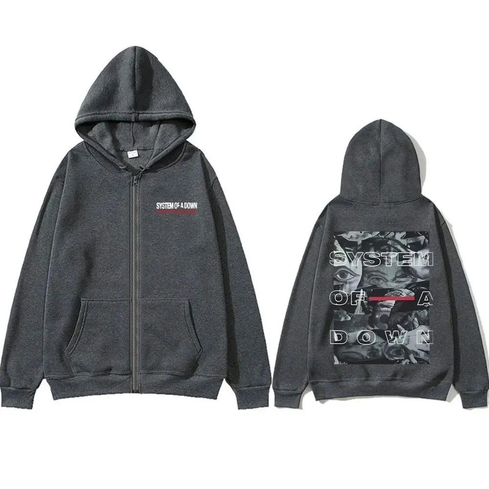 Rock Band System of A Down Mezmerize Grafik Reißverschluss Hoodie Herren 90er Alternative Metal Reißverschluss Kapuzenpullover Herren Übergroß Reißverschluss Jacke