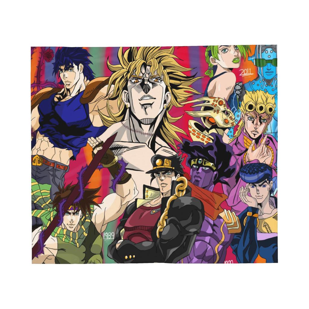 Jojo Anime Blankets Fleece Spring Autumn  Portable Super Warm Throw Blankets for Bed Car Rug Piece