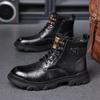Fashion British Style Outdoor Sneakers Casual Ankle Boots for Men Genuine Leather Boots Comfortable Flat High Top Lace Up Fashion Male