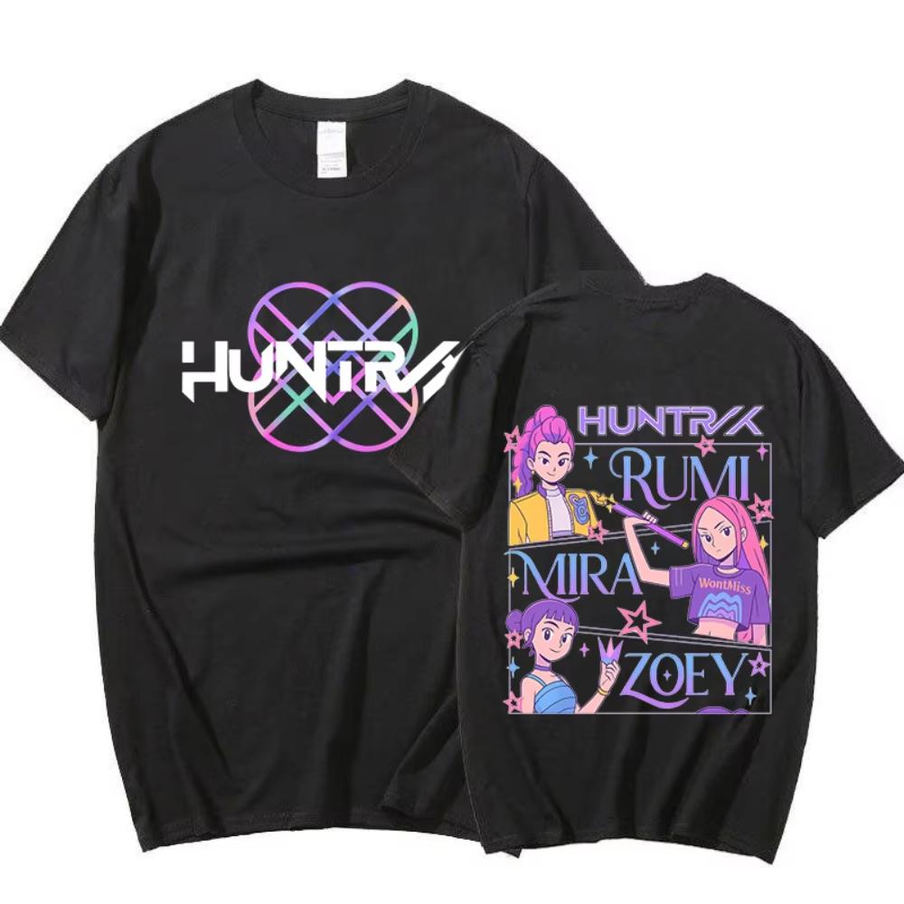

Hot K-Pop Demon Hunters Mira Rumi Zoey Printing T-shirt Women Fashion Short Sleeve Street Casual Personality Summer Men T-shirt S
