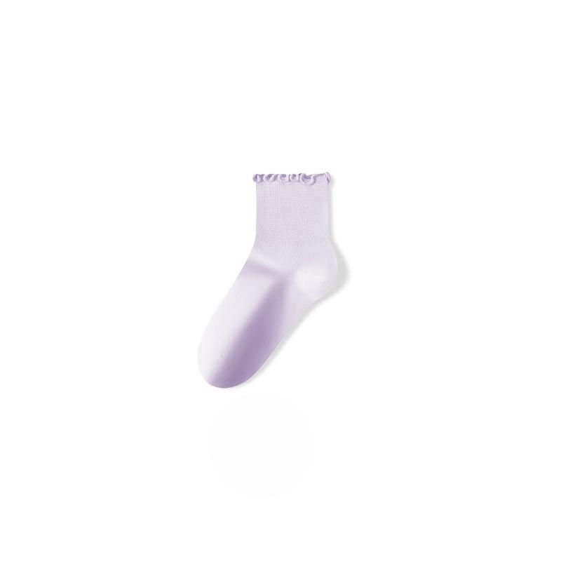 Female Spring and Autumn Solid Color Fungus Side Antibacterial Deodorizing Soft Not To Choke Foot Tube Socks