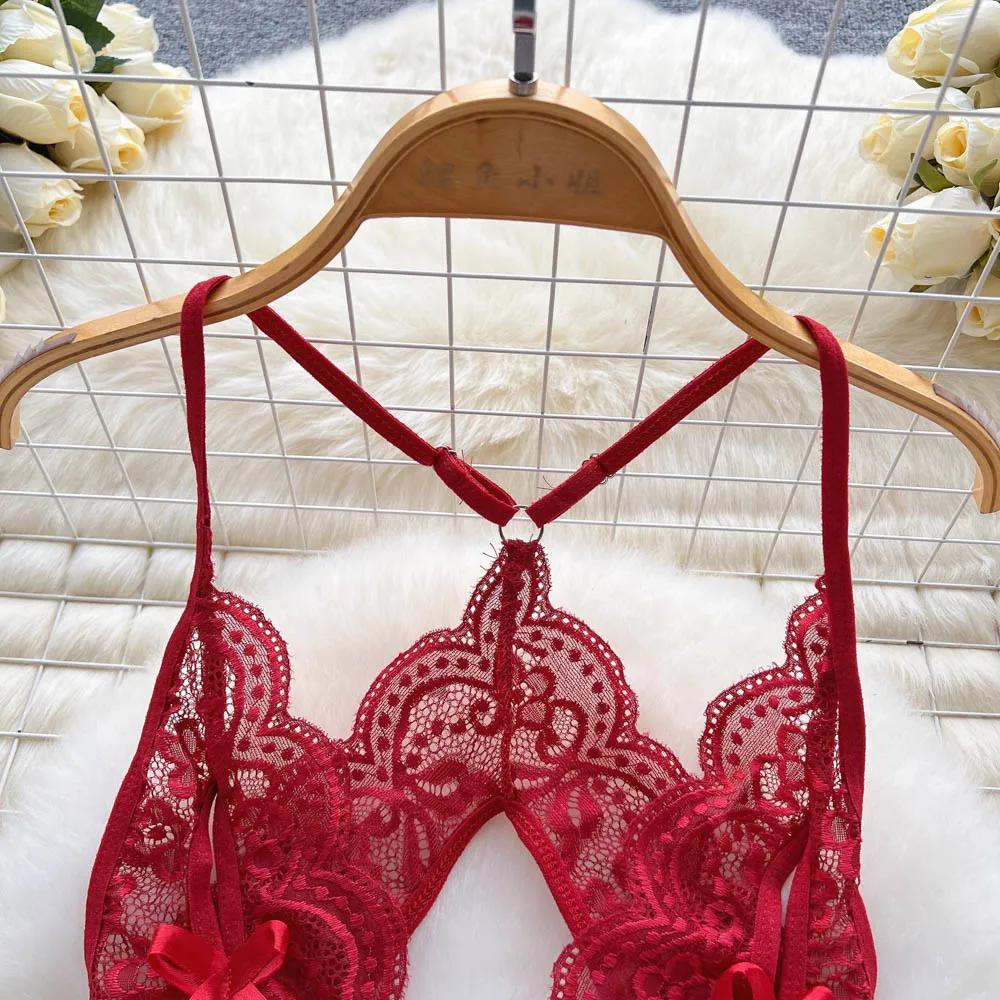 See-through Solid Floral Women Sexy Lace Bodysuits Hollow Bodycone Catsuits Jumpsuits Strappy Lingerie Rompers Skinny Casual