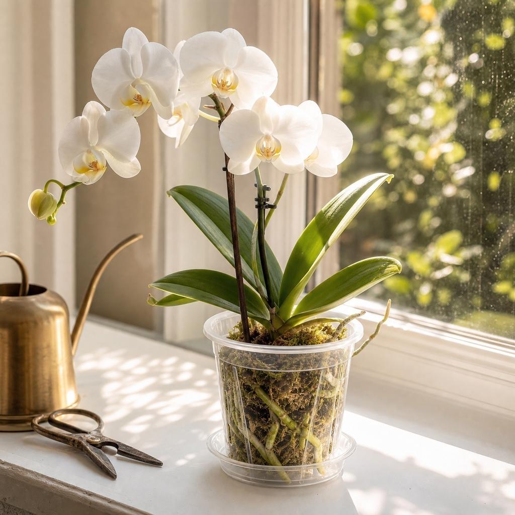Transparent Plastic Orchid Pot with Drainage Hole and Tray 10cm Diameter Root Control Airflow Visible Root Growth Suitable for Moss Plants