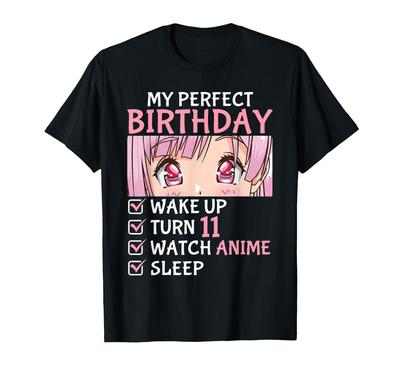 11 Years Old Birthday Watch Anime 11 Years Old Anime Teen Girls T-Shirt