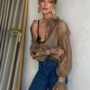 2025 European & American Women's Loose Lantern Sleeve Long Shirt