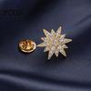Shirt Collar Button 1/2Pcs Double-Layered Eight-Pointed Star Lapel Pin with Rhinestones, Thickened Alloy Star-shaped Brooch Safety Buckle