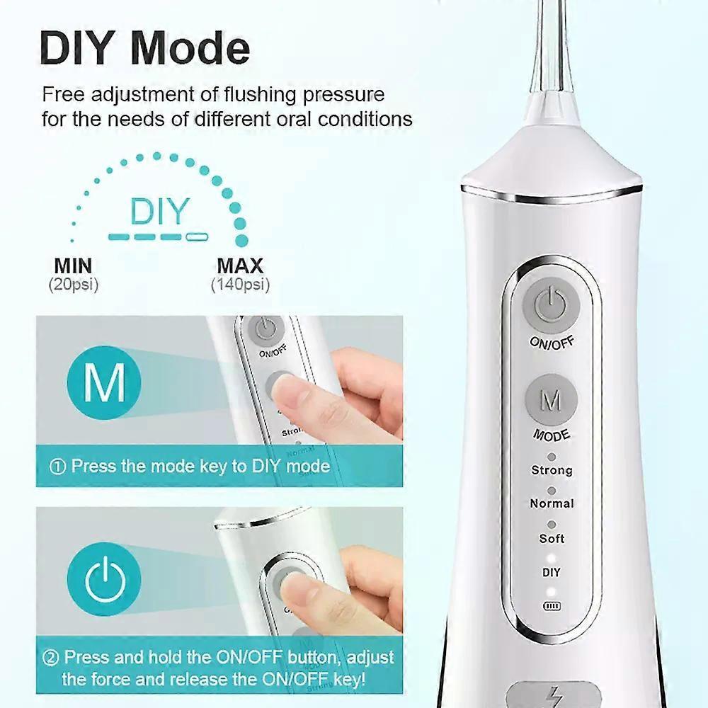 DIY Water High Pressure Dental Irrigator Water Flosser for Teeth Rinsing Dental Cleaning Bag Device 4 Modes IPX7 300ML Oral Jet