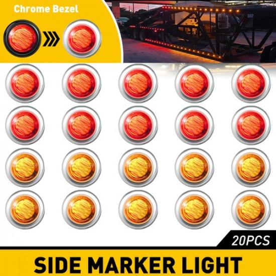 

20X Amber/Red Marker Clearance LED Side Truck Trailer Light RV Waterproof 12V