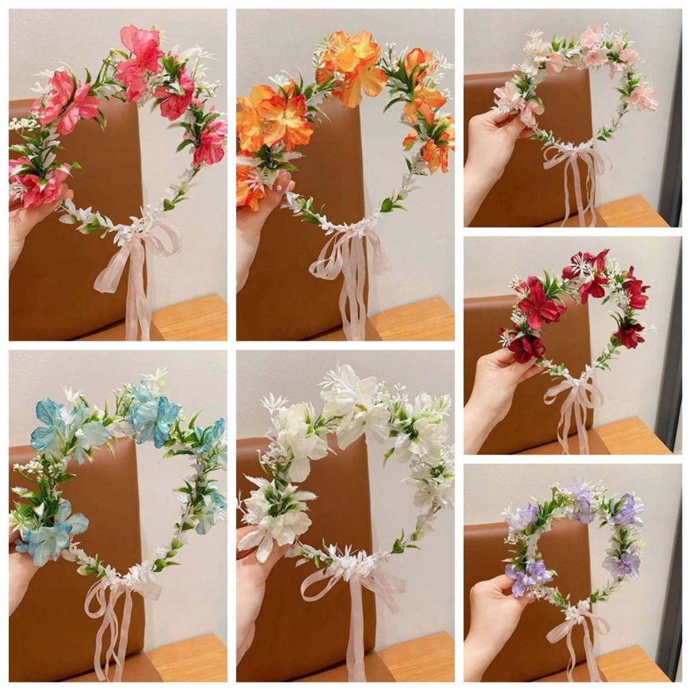 Simulation Flower Flower Hair Hoop Hair Ornaments Wedding Headwear Exquisite Wreath Headband  Girls