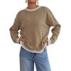 Fall Winter New Women Loose Color Block Patchwork Casual Pullover Sweater, European & American Style Ladies Top