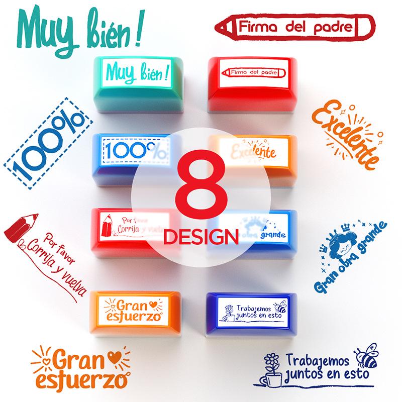 8 Timbri Colorati per Commenti Insegnanti di Spagnolo – Divertenti Materiali di Incoraggiamento per la Classe per Bambini