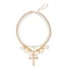 Cross Pendant Necklace Set With Faux Pearl Geometric Design For Women Winter 2025