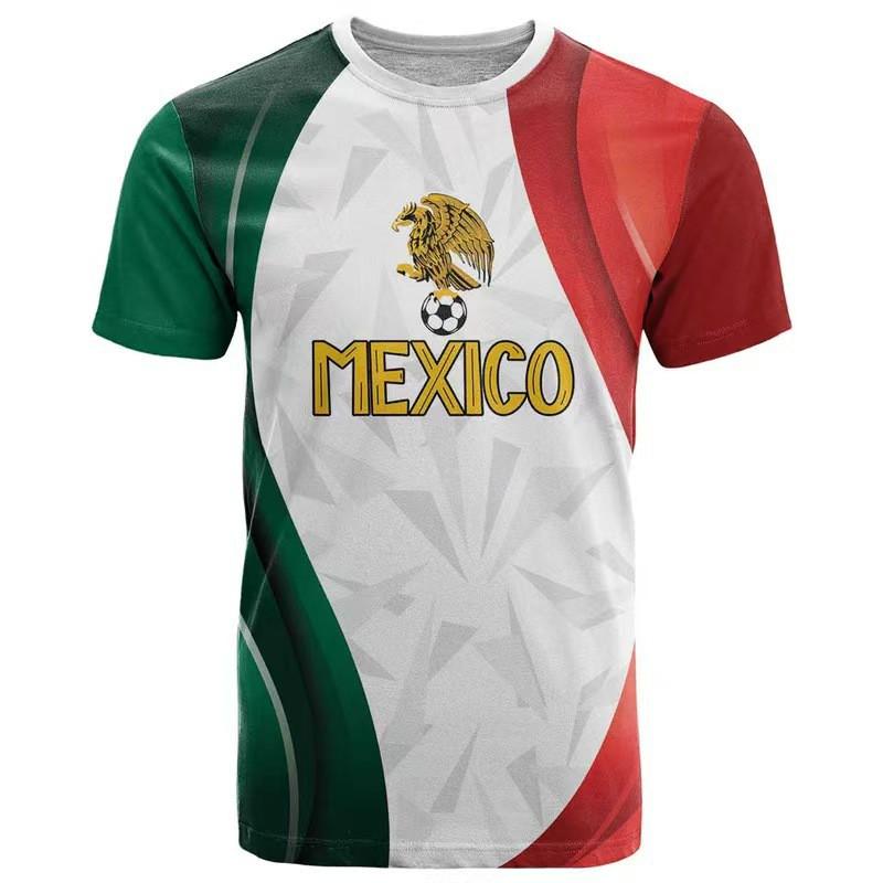 Mens Loose Fit 3D Print Soccer Fan T-Shirt USA Canada Mexico World Cup Support Tee Sportswear