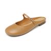 6.18 Leather Flat Shoes Bag Head Mary Jane Cool Flat Heel Drag Silver Slippers Women's Shoes Breathable Outside Summer