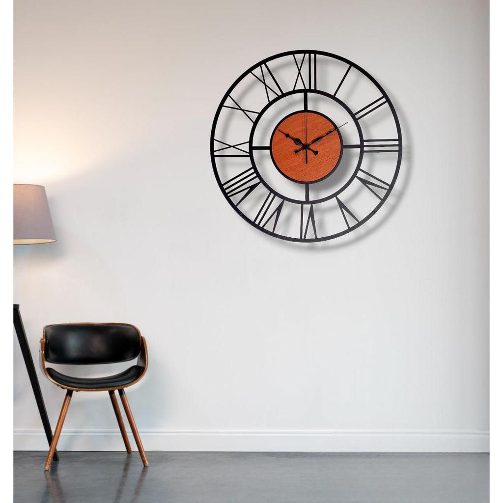 Morden Metal & Wooden Analog Wall Clock for Living Room Bedroom Office Kitchen Stylish Wall Clock for Home and Hall Designer Big Size Modern
