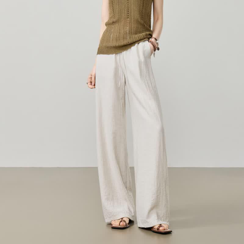 ESE-Y Women s Summer Linen Blend Straight Wide-Leg Trousers 27S