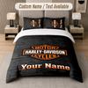 Set Biancheria da Letto Personalizzato Modello Harley-Davidson, Stampa Nome Testo 1 Copripiumino più 2 Federe Tessili per la Casa