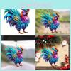 Colorful Cartoon Rooster Design Acrylic Car Pendant Decor For Interior Styling