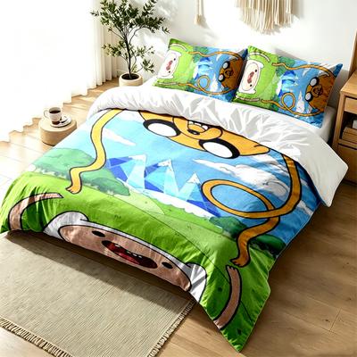 Adventure Time 3pc Duvet Cover Set Simple Modern Bedding Set Wrinkle Resistant Soft Fabric All Season Use a Perfect Gift
