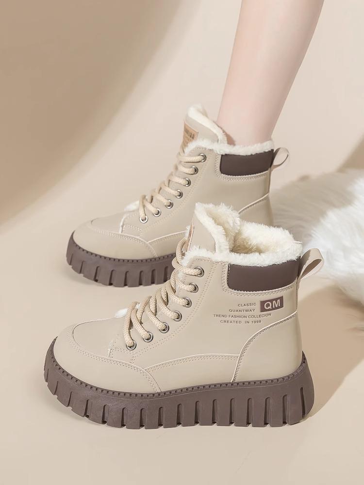 

2025 осень и зима новая универсальная бархатная хлопковая обувь женская обувь британский стиль мартин женские ботинки короткие ботинки платформа зимние ботинки 40