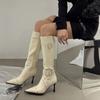 Fashion New Style Thin High Heel Women Boots 2024 Pointed Toe Women's High Tube Thinner-looked High Heel Long Boots Zip Boots Mujer D109