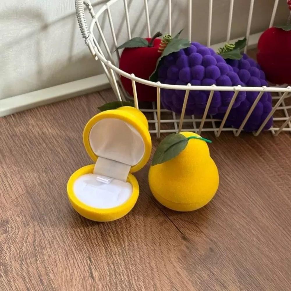 Grape Fruit Ring Box Pineapple Flocked Jewelry Box Mini Cherry Necklace Organizer  Couples