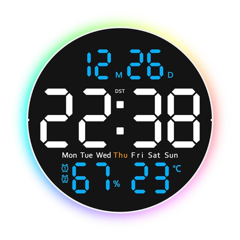 10Inch Large Digital Wall Clock Remote Control 2 Alarms Big LED Display 10 Brightness For Living Room Elderly Gift