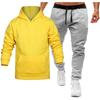 Men's Winter Solid Color Long-Sleeved Hooded Drawstring Sweatshirt And Sweatpants Suit