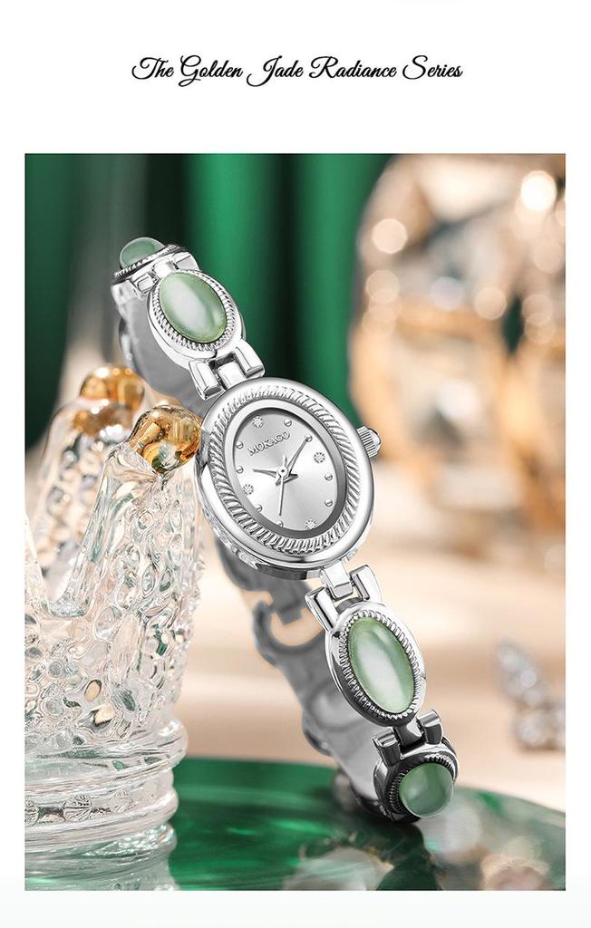 Mokaga Vintage Women's Quartz Watch - High Retro Tiger Eye Chalcedony with Light Luxury Waterproof Design
