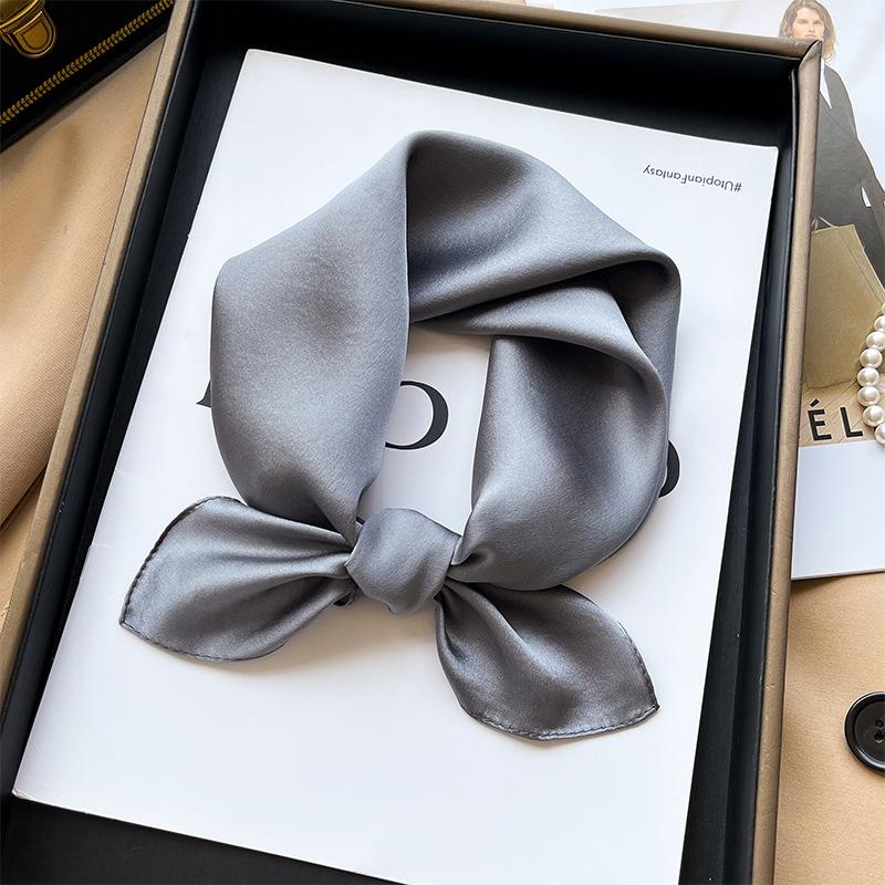 Korean version plain color high-end silk scarf women's 53 mulberry silk square scarf summer solid color versatile silk square scarf scarf