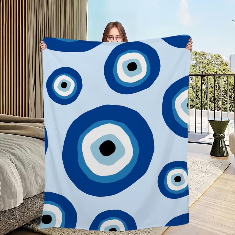 Turkish Lucky Blue Evil Eyes Blanket Skin friendly comfort warm soft plush blanket suitable sofa living room office bedroom