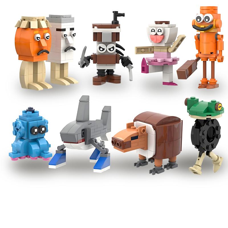 

MOC Італійські Brainrot Bricks Tung Tung Sahur Фігурки Tralalero Tralala Будівельні Блоки Іграшки для Хлопчиків Подарунки на День Народження темно-сірий