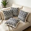 Indoor Living Room Sofa Balcony Outdoor Decorative Square Farmhouse Style Tassel Throw Pillow Covers