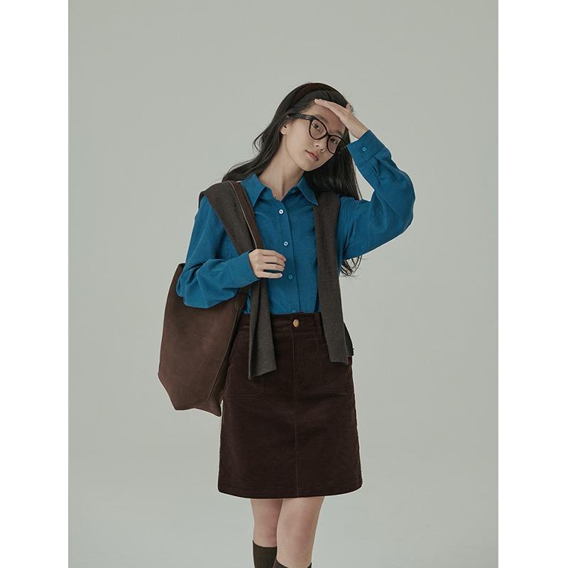 Atmosphere Feeling Soft Velvet Shirt Women Spring and Fall Color Loose Versatile Stacked Long-sleeved Shirt