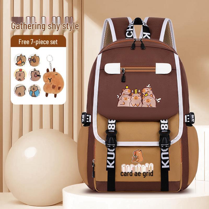 Ryggsäck med stor kapacitet och vattentät kapybara för barn - Lättviktig, ryggskyddande skolväska