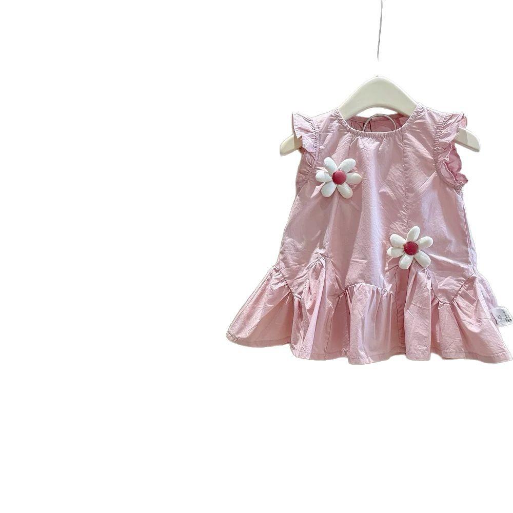 Girls Summer Cotton Sleeveless Princess Dress Cute Baby Party Gown Elegant Kids Vest Dress For Toddler Children