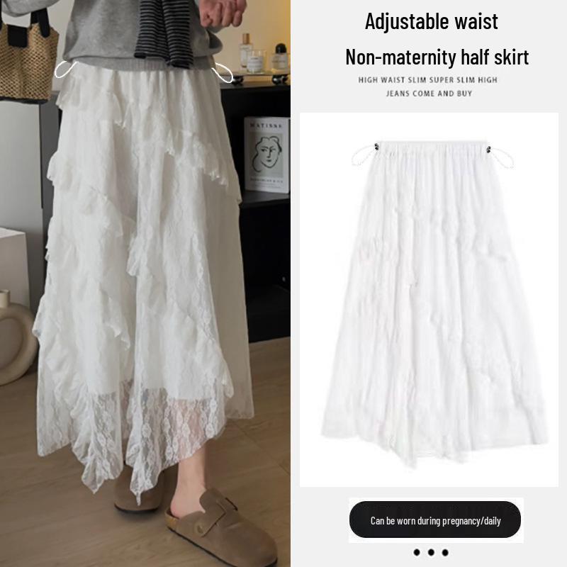 New Summer White Lace Layered Maternity Skirt 2XL
