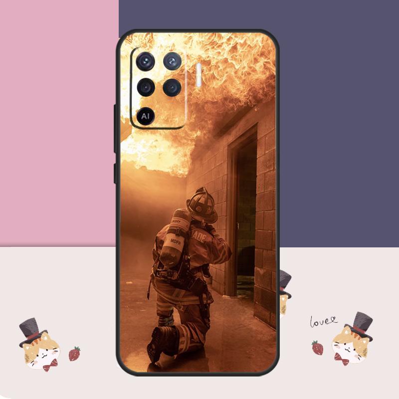 Fire Fighter Hero Case For Oppo A94 A74 A54 A18 A38 A58 A78 A98 A80 A60 A40 A96 A76 A16 A15 A17 A57 A77 A5 Pro