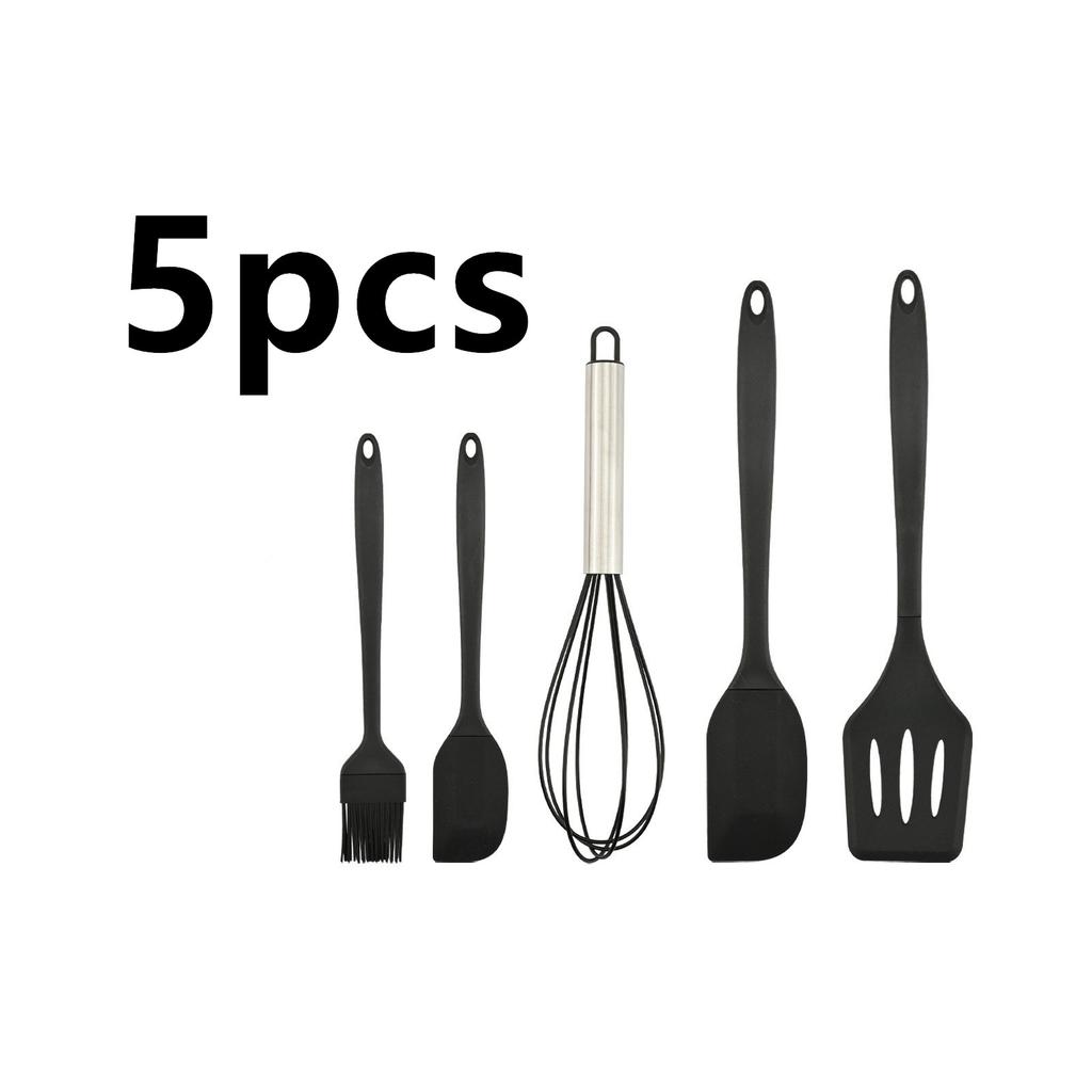 5Pcs Silicone Baking Kitchenware Set - Heat-Resistant Silicone Spatula, Brush, Spatula, Cooking Spoon, Egg Beater